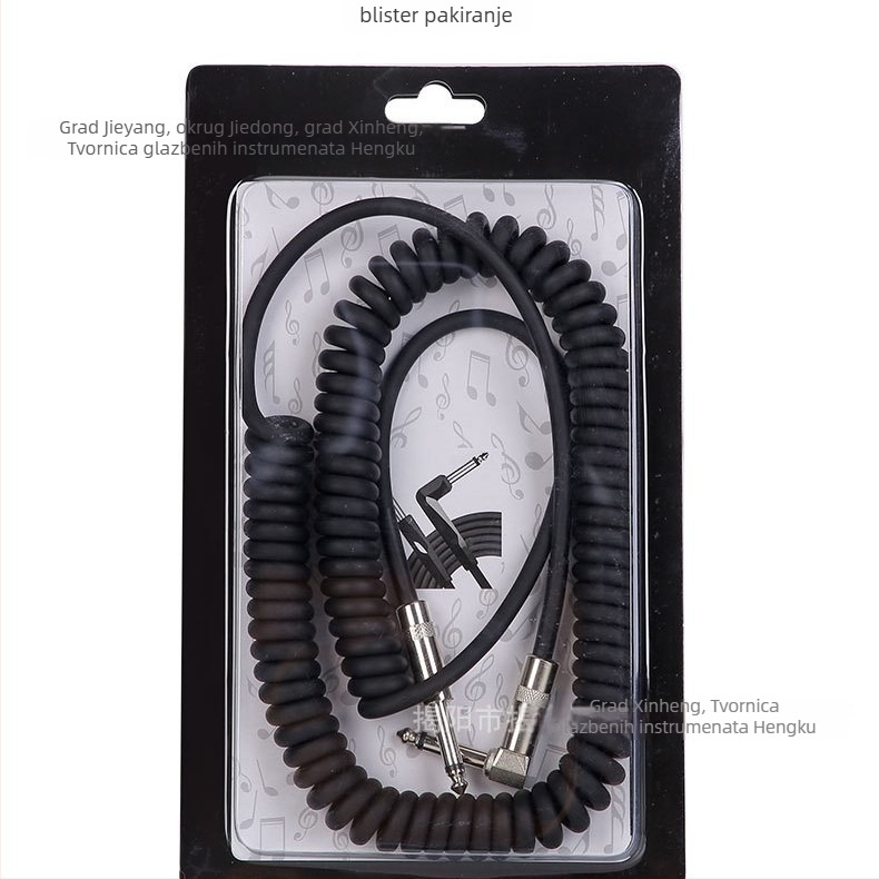 Zvučni kabel 6.3/6.35/6.5 mm, tip opruge, za električnu gitaru, PVC bakreno jezgro, model 635, spoj instrumenta