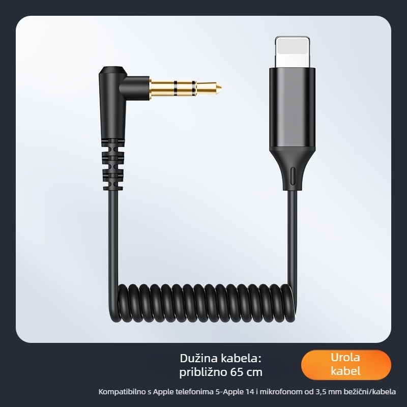 Comton E277 Audio kabel 3,5 mm na Lightning, zlatno obloženo bakreno jezgro, kompatibilno s iPhone mikrofonom i zvučnom kartom
