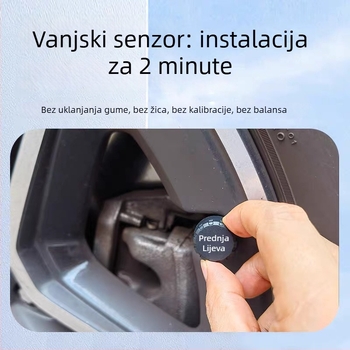 TPMS sustav za praćenje tlaka u gumama, solarno napajanje, bežično, univerzalna kompatibilnost, digitalni prikaz, raspon 0-6 bar