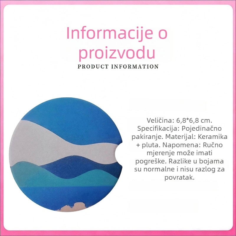 Ceramicna podložica za čašu automobila - kreativni dizajn, toplinska izolacija i vodootpornost, prilagođeni uzorak, oblici: kružni, kvadratni ili nepravilni