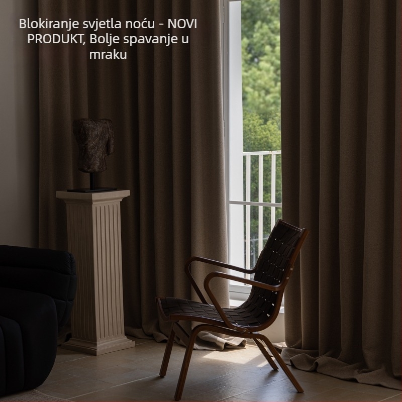 Dvostrane zavjese za spavaću sobu od chenille pamuk-lin, potpuno zatamnjenje, francuski stil, krem boja
