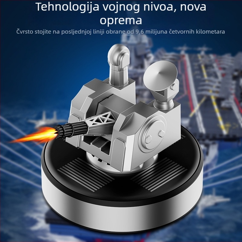 Dekorativni element za središnju konzolu automobila s rotirajućim modelom, solarno napajanje, motiv vojne tehnologije, difuzor mirisa