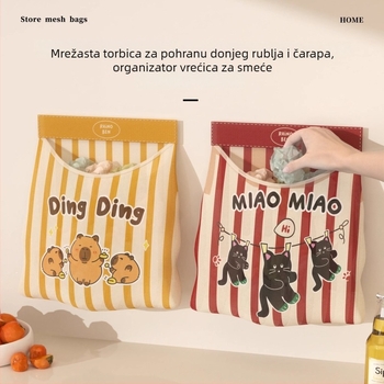Viseća torba za skladištenje u kuhinji – mrežasti materijal s Velcroom, Višenamjenska, Na zid