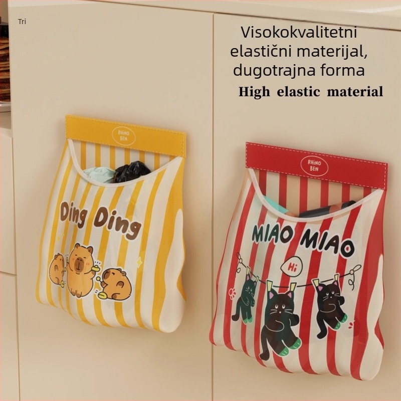 Viseća torba za skladištenje u kuhinji – mrežasti materijal s Velcroom, Višenamjenska, Na zid