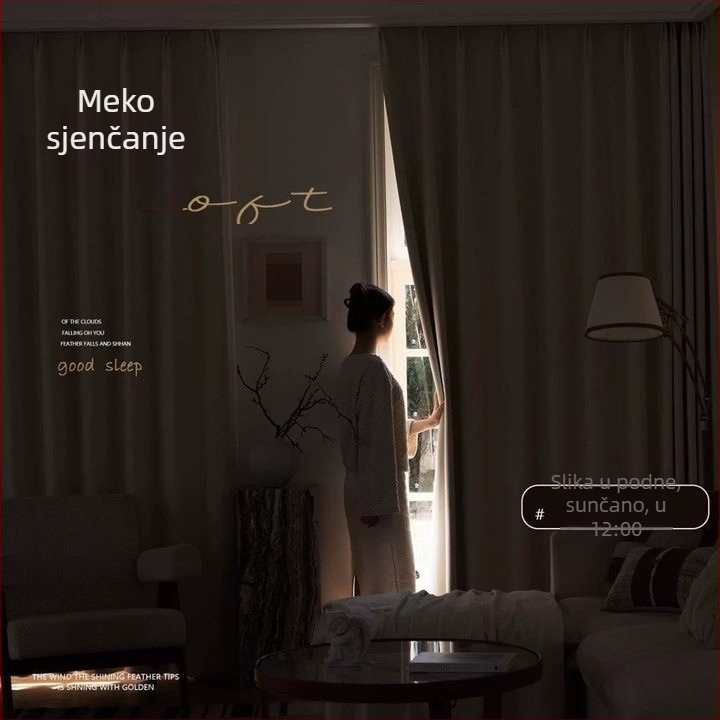 Dvostrane Chenille zavjese za spavaću sobu, potpuno zatamnjenje, francuski krem stil, toplinska stabilizacija za cijeli dom