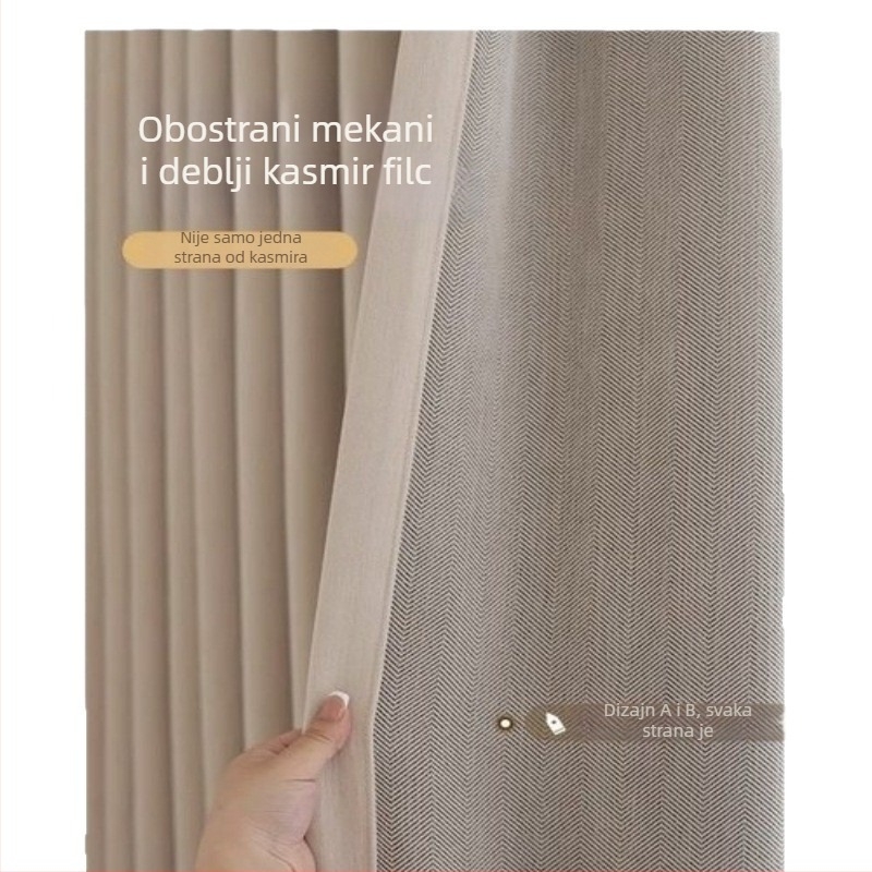 Dvostrane Chenille zavjese za spavaću sobu, potpuno zatamnjenje, francuski krem stil, toplinska stabilizacija za cijeli dom