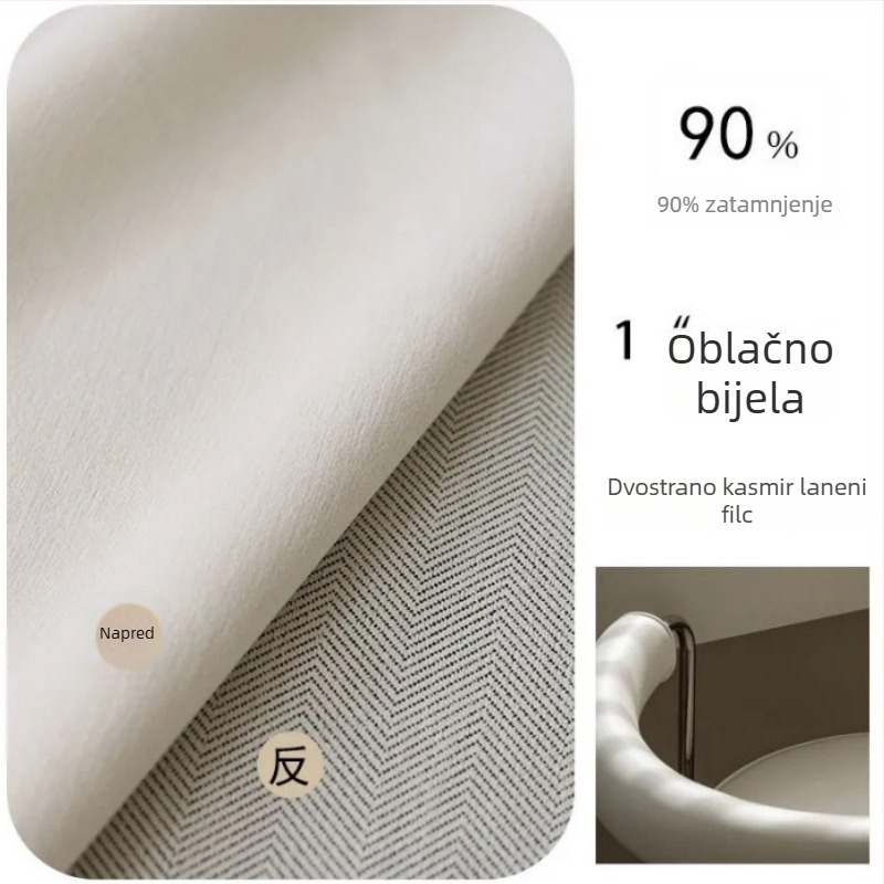 Dvostrane Chenille zavjese za spavaću sobu, potpuno zatamnjenje, francuski krem stil, toplinska stabilizacija za cijeli dom