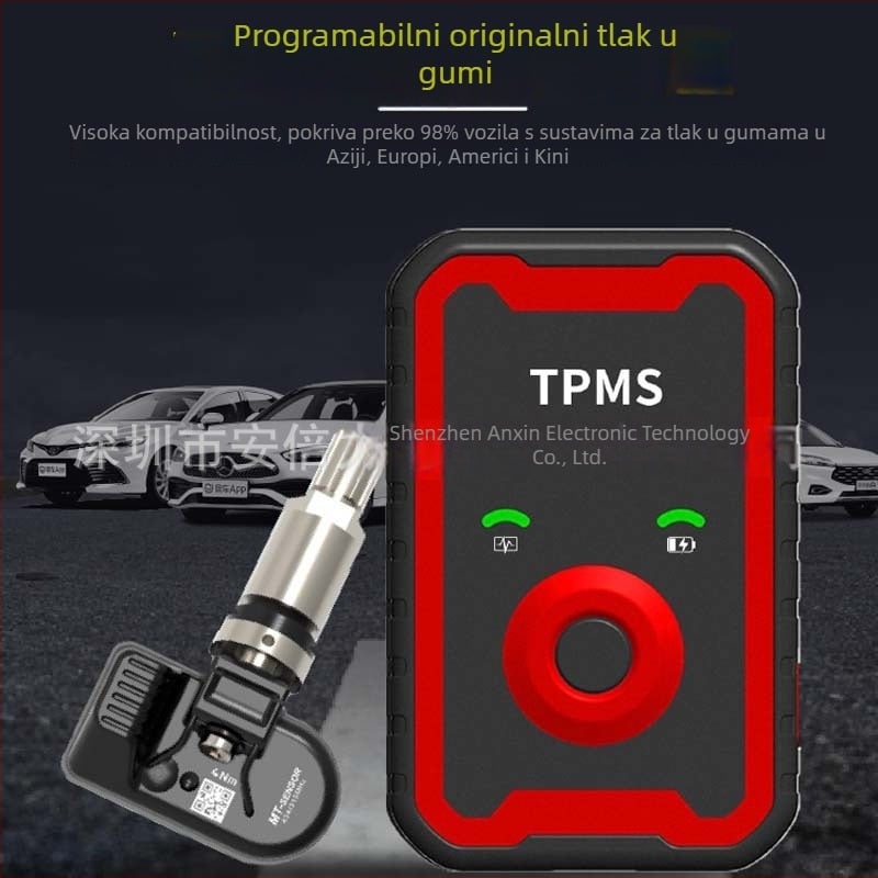 Anbeili Instrument za podešavanje tlaka guma – Univerzalna aktivacija/Reset senzora i programski alat, Model A9, 0–6 bar, Za automobile/kamione/SUV, Prijenosno, Prikaz u APP