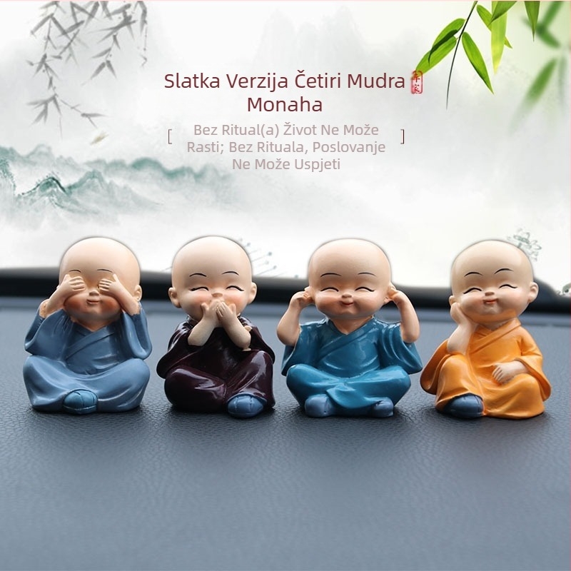 Smola Zen četiri mala redovnika – auto i stolni ukras | moderni stil, dekor, prilagodljivo, ovlaštena privatna marka