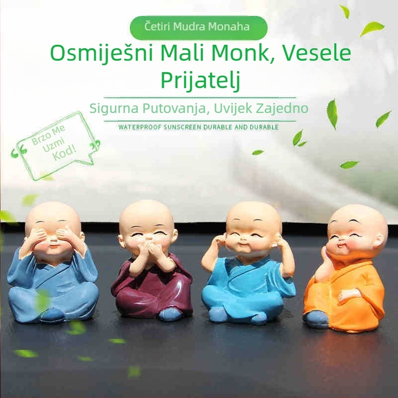 Smola Zen četiri mala redovnika – auto i stolni ukras | moderni stil, dekor, prilagodljivo, ovlaštena privatna marka