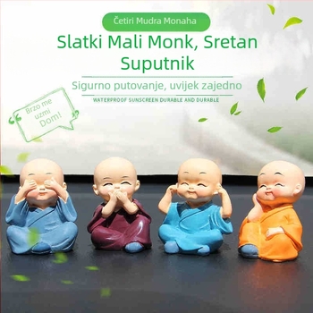 Set od četiri Zen monaha od smole, ukras za automobil i stolni dekor, moderan dizajn