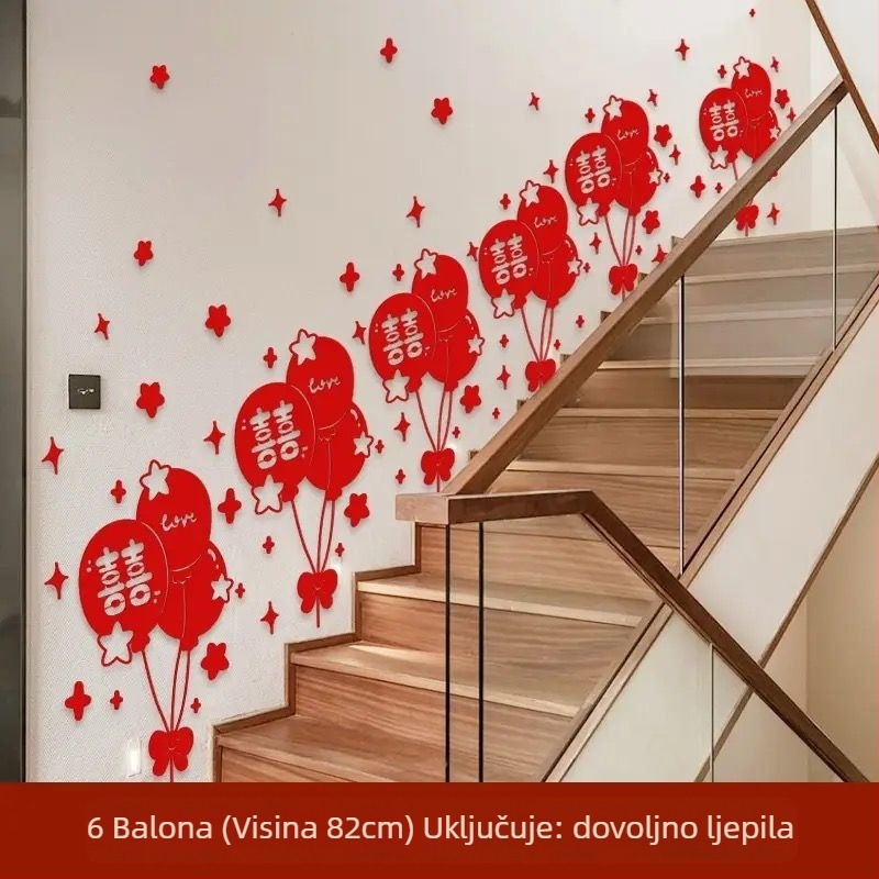 Dekor stepenica za vjenčanje s Dvostrukom Srećom, traka od netkane tkanine za zid, hodnik i prolaz