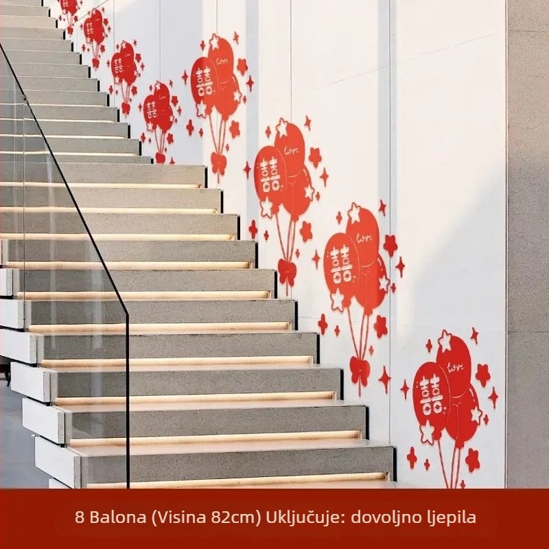 Dekor stepenica za vjenčanje s Dvostrukom Srećom, traka od netkane tkanine za zid, hodnik i prolaz