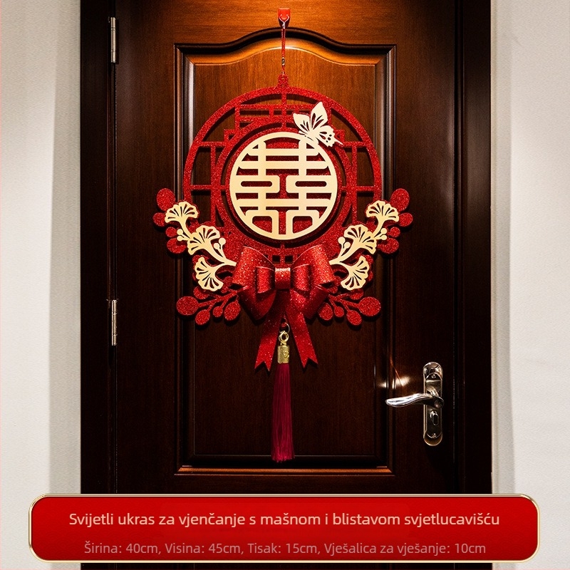 Set svadbene dekoracije s visećim znakovima sreće za dnevni boravak i spavaću sobu – platnene trake za dekoracije za svadbu