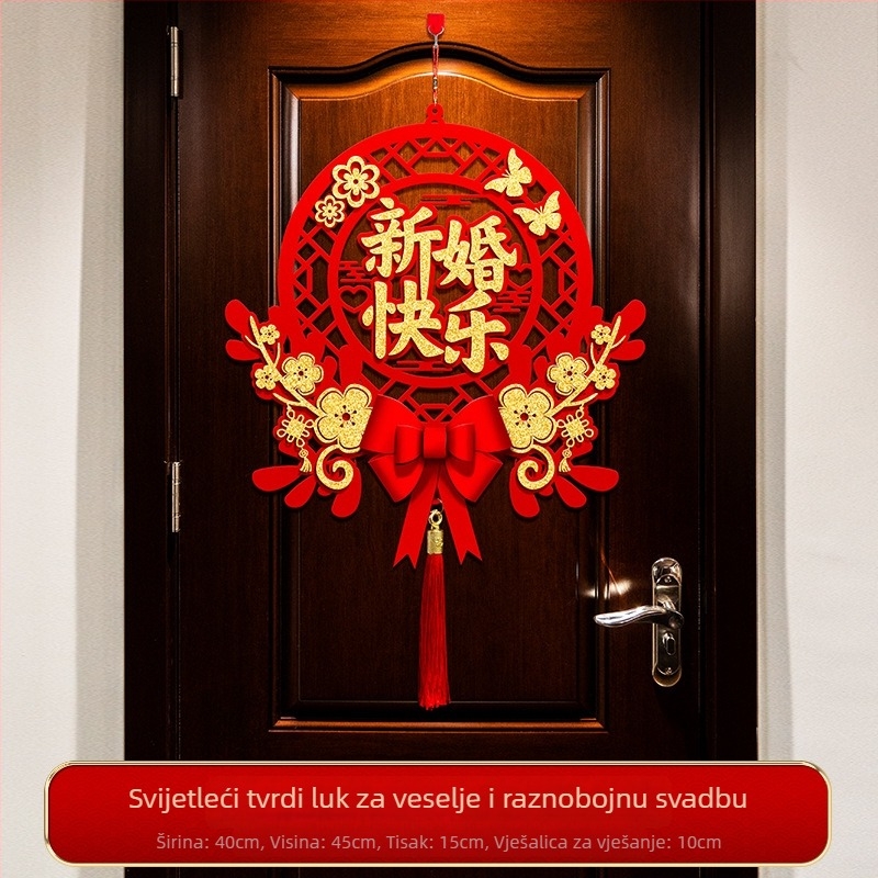 Set svadbene dekoracije s visećim znakovima sreće za dnevni boravak i spavaću sobu – platnene trake za dekoracije za svadbu