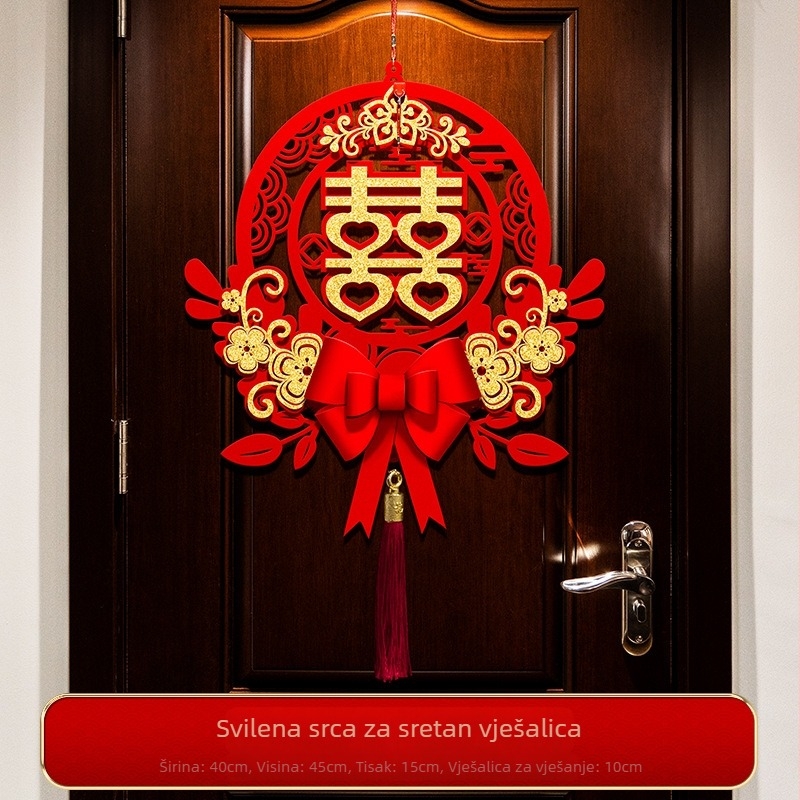 Set svadbene dekoracije s visećim znakovima sreće za dnevni boravak i spavaću sobu – platnene trake za dekoracije za svadbu