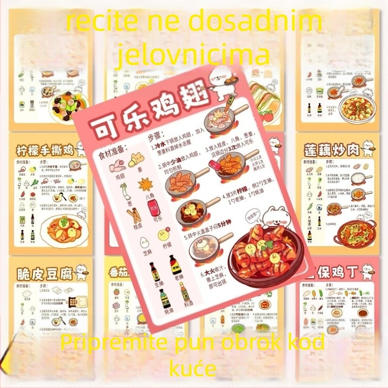 192 listića mini kućnih jelovnika s receptima, za milk tea i grickalice, vodič za početnike kuhanja, dekorativne naljepnice