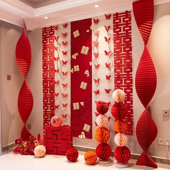 Svadbeni komplet za uređenje sobe s zidnim ukrasima, zavjesama i girlandama za bračnu spavaću sobu i dnevni boravak (Materijal: netkana tkanina; Pakiranje: Opp bag; Marka: Tiantianxifang; Kategorija: Drugi svadbeni dodaci; Prigoda: Vjenčanje)