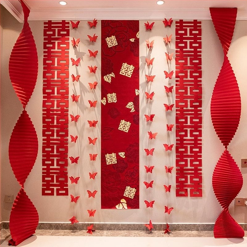 Svadbeni komplet za uređenje sobe s zidnim ukrasima, zavjesama i girlandama za bračnu spavaću sobu i dnevni boravak (Materijal: netkana tkanina; Pakiranje: Opp bag; Marka: Tiantianxifang; Kategorija: Drugi svadbeni dodaci; Prigoda: Vjenčanje)