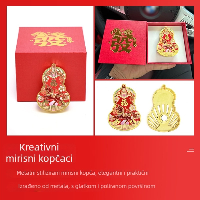 Godina konja – Auto difuzor za aromaterapiju u obliku tikve – metalni držač parfema za zračni ventil, 10–20 ml, uklanja mirise, aromatska dekoracija