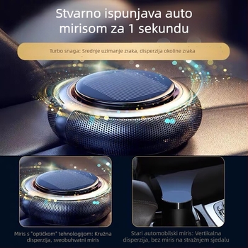 Solarni napajan auto osvježivač zraka u kutiji s rotirajućim raspršivačem mirisa i tekućinom za dopunu, model A095