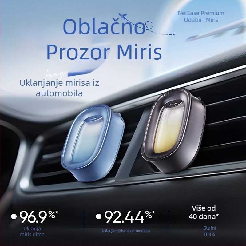 Automobilski parfem s metalnim držačem za zračne otvore; musk chypre / ocean miris; 50–100 ml (isparavanje 1–15 dana)