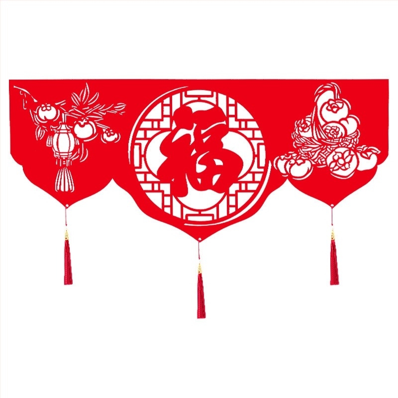 Vrata zavjesa za Proljetni festival – filc tkanina, trake, uzorak: zodijak/ crtanje/ tekst, rekvizit za uređenje prostora