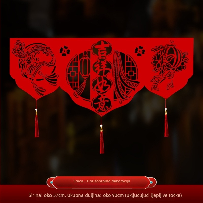 Vrata zavjesa za Proljetni festival – filc tkanina, trake, uzorak: zodijak/ crtanje/ tekst, rekvizit za uređenje prostora