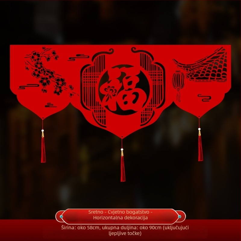 Vrata zavjesa za Proljetni festival – filc tkanina, trake, uzorak: zodijak/ crtanje/ tekst, rekvizit za uređenje prostora