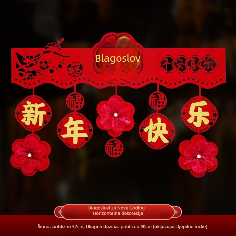 Vrata zavjesa za Proljetni festival – filc tkanina, trake, uzorak: zodijak/ crtanje/ tekst, rekvizit za uređenje prostora