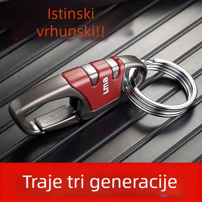 Kljucni lanac za auto od cinkove legure s dvostrukim prstenom – jednostavan moderni stil, etiketa za ključeve