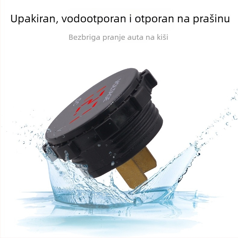 LED zaslon automobilski voltmetar, model ZH-668B, ABS, 12V, za automobile i motocikle