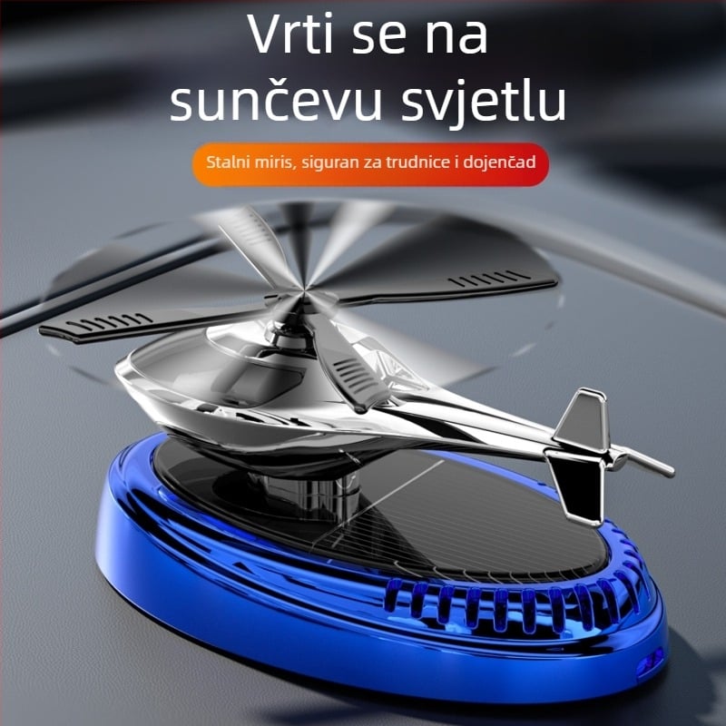 Auto aromaterapijski ukras i držač parfema — solarno napajan rotirajući avion za unutrašnjost, plastika, miris Ocean, neto zapremina ispod 5 ml, isparavanje 1–15 dana