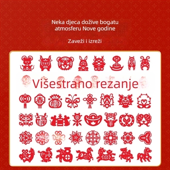 Prozorski papirnati izrez zodijaka, rižin papir, ručni rad, kineski stil, Godina Konja