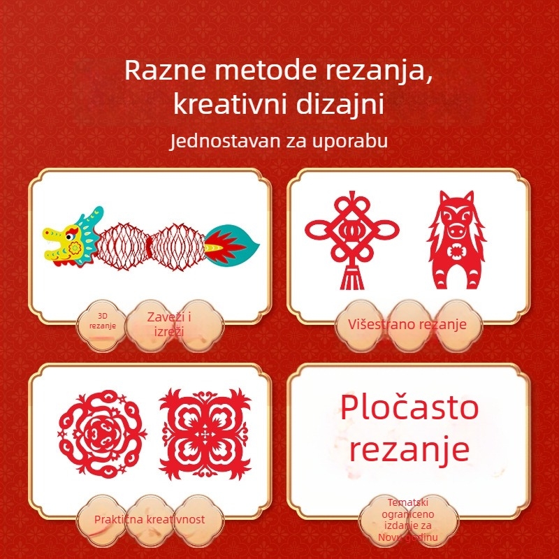 Prozorski papirnati izrez zodijaka, rižin papir, ručni rad, kineski stil, Godina Konja
