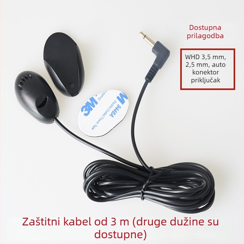 Auto Bluetooth mikrofon s ljepilnim držačem, kondenzatorski mikrofon, Bluetooth 2.1, raspon frekvencija 100 Hz–20 kHz, SNR ≥ 70 dB, kabel 3 m