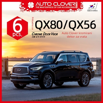 Rain shield s platinskim premazom za Infiniti QX56/QX80 – ABS, samoljepljiva ugradnja, set od 6 komada, kompatibilno s QX56 (2010–2014) i QX80 (2015–).