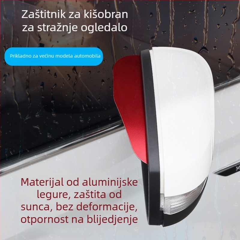 Zaštita od kiše za retrovizor – aluminijska legura, zaštita od sunca, otpornost na deformacije, univerzalna kompatibilnost, ljepilo za ugradnju, paket od 2 komada, šifra proizvoda Dm-104
