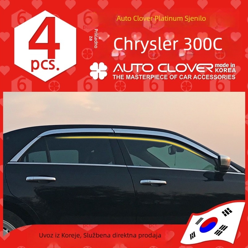 Zaštita kiše za Chrysler 300C — AUTO CLOVER, ABS, samoljepljiva montaža, 6 kom.
