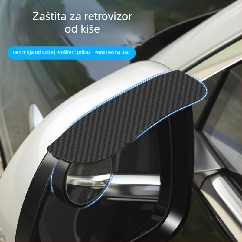 Auto ogledalo retrovizora kišni štit s integriranim kišnim štitom (Snap-On ugradnja; PVC; universalni model; paket od dva komada)