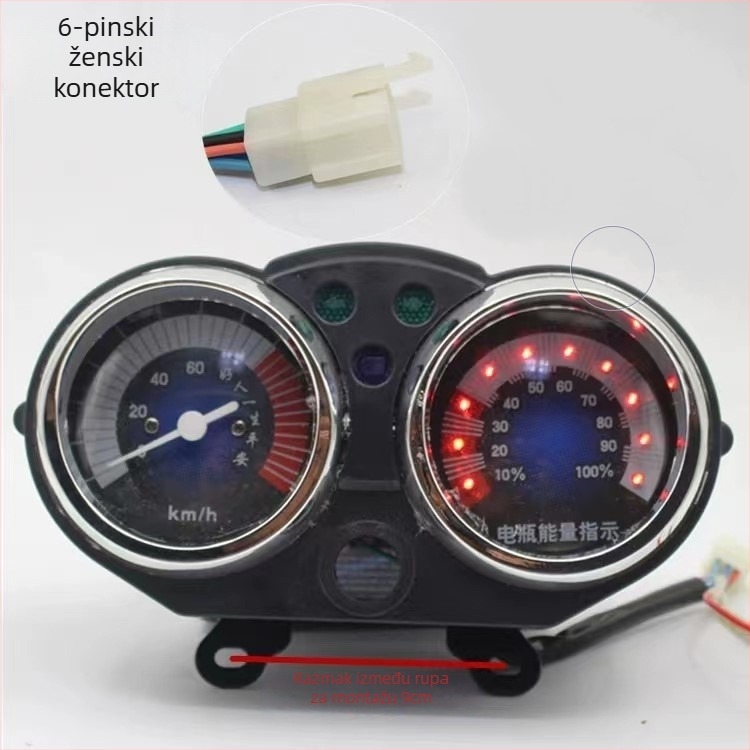 Xinchuangling LCD zaslon instrument ploče za novi električni tricikl 90 – 48V/60V, univerzalni 6-žični priključak