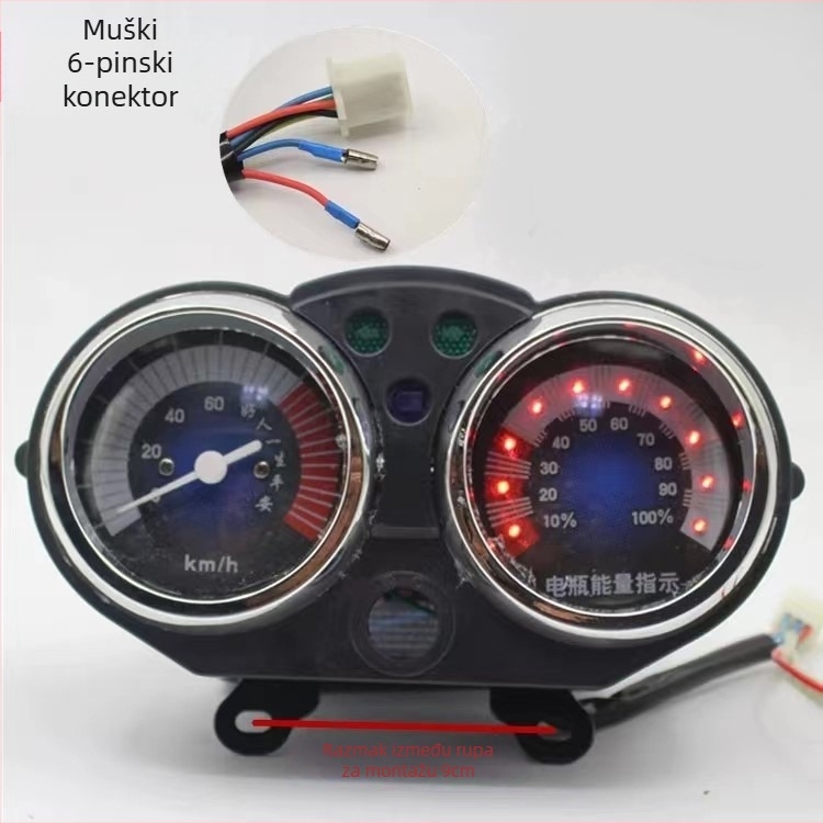 Xinchuangling LCD zaslon instrument ploče za novi električni tricikl 90 – 48V/60V, univerzalni 6-žični priključak