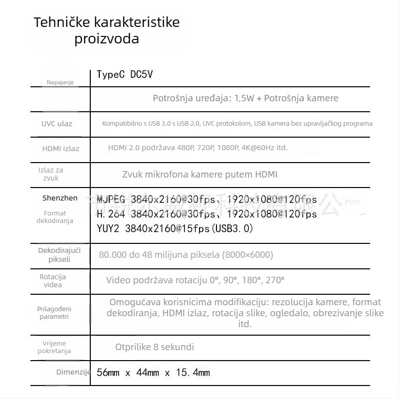 UVC USB kamera HDMI adapter bez upravljačkog programa, 3.04K vertikalni prikaz, za Pocket3 live prijenos