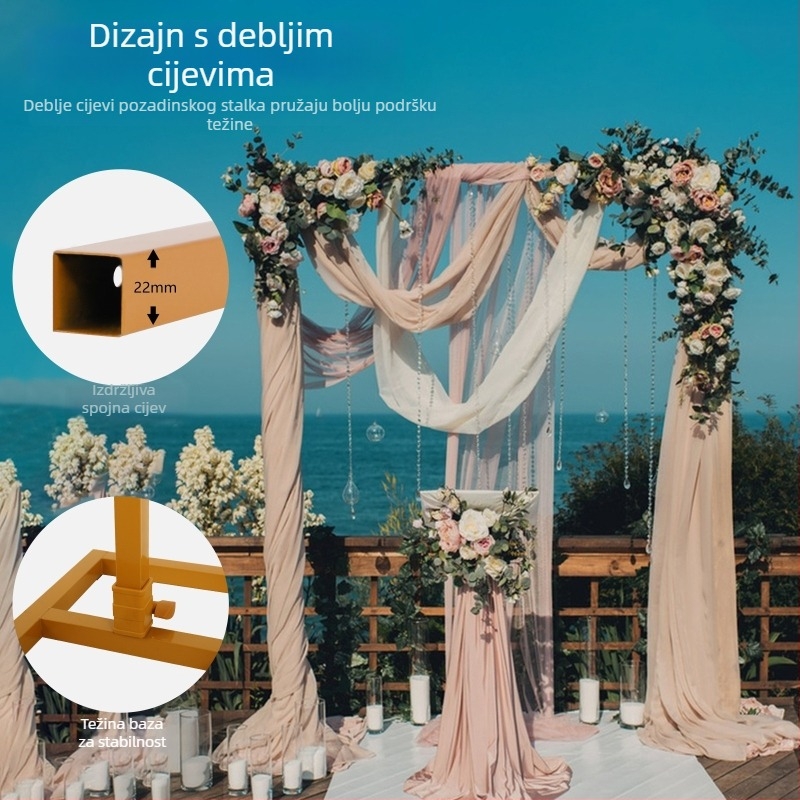 Stalak za pozadinu od kovanog željeza, kvadratni luk, teleskopski, za krajinsku fotografiju – 8 kg, Shenghui