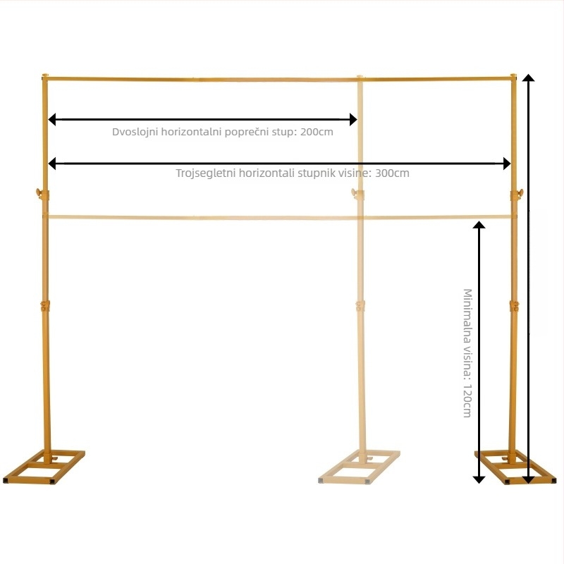 Stalak za pozadinu od kovanog željeza, kvadratni luk, teleskopski, za krajinsku fotografiju – 8 kg, Shenghui