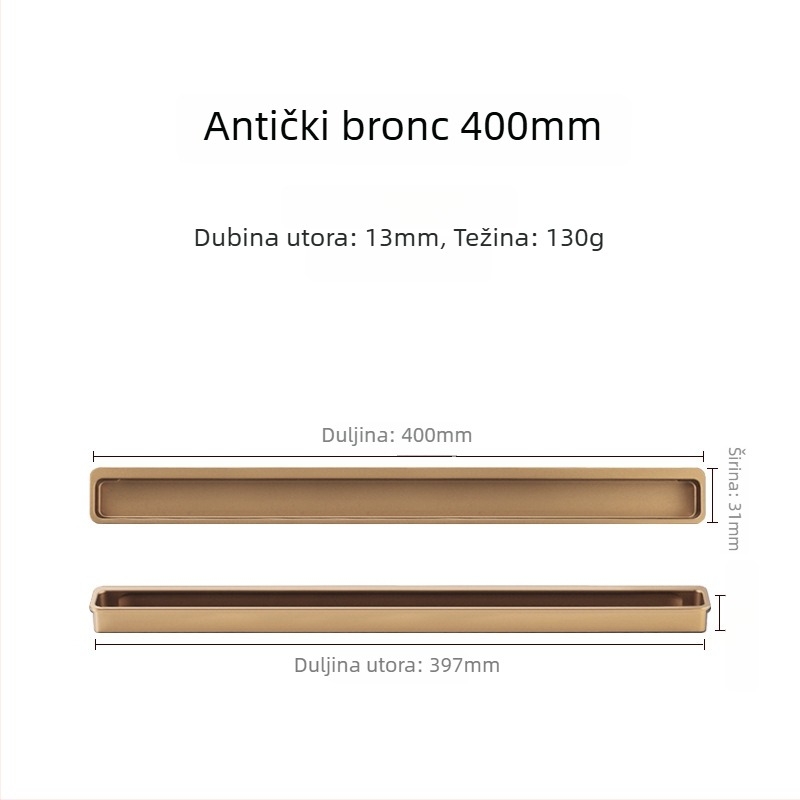 Skrivena aluminijska ručka za ormariće i klizna vrata — DP13001; aluminijska legura; anodizirani završni sloj