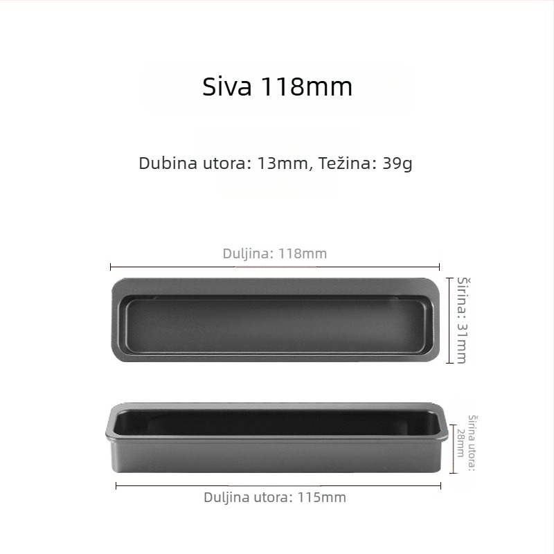 Skrivena aluminijska ručka za ormariće i klizna vrata — DP13001; aluminijska legura; anodizirani završni sloj