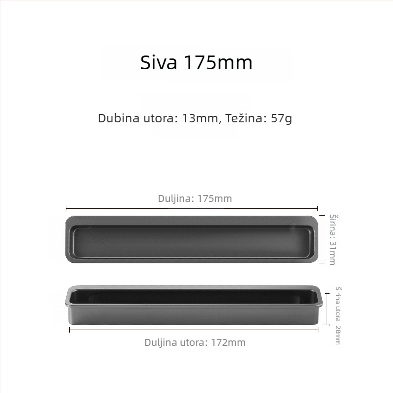 Skrivena aluminijska ručka za ormariće i klizna vrata — DP13001; aluminijska legura; anodizirani završni sloj