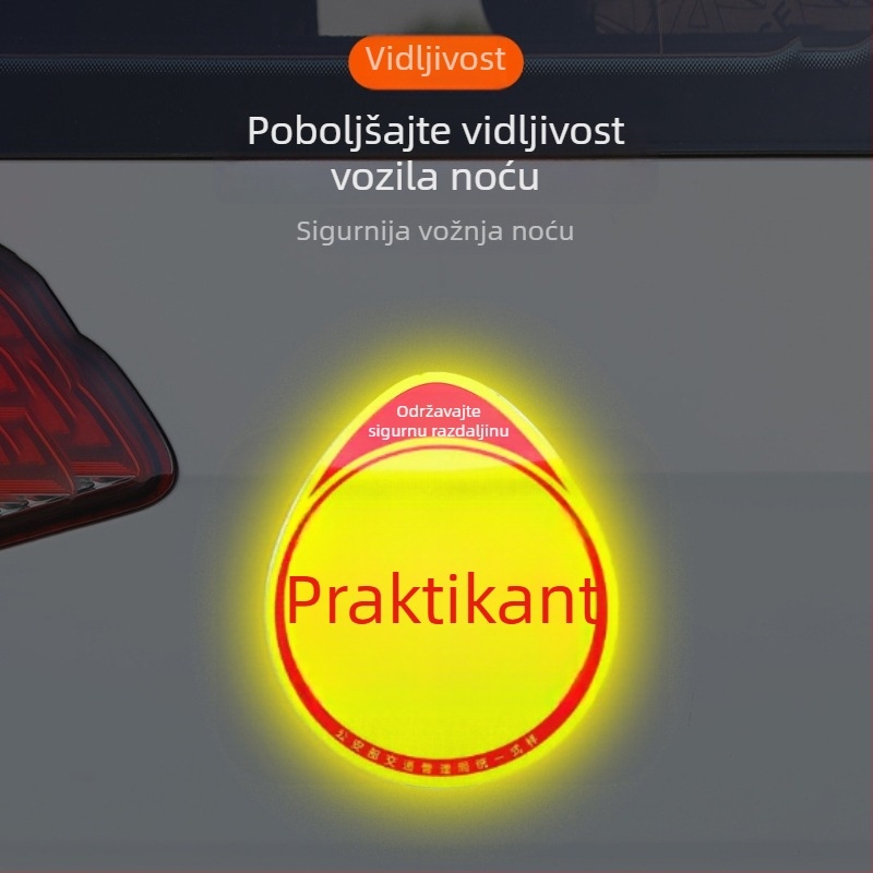 Auto naljepnice s laserskim refleksom, samoljepljive, bez usisavanja, za početnike vozače, širina 24, duljina 16, materijal papir
