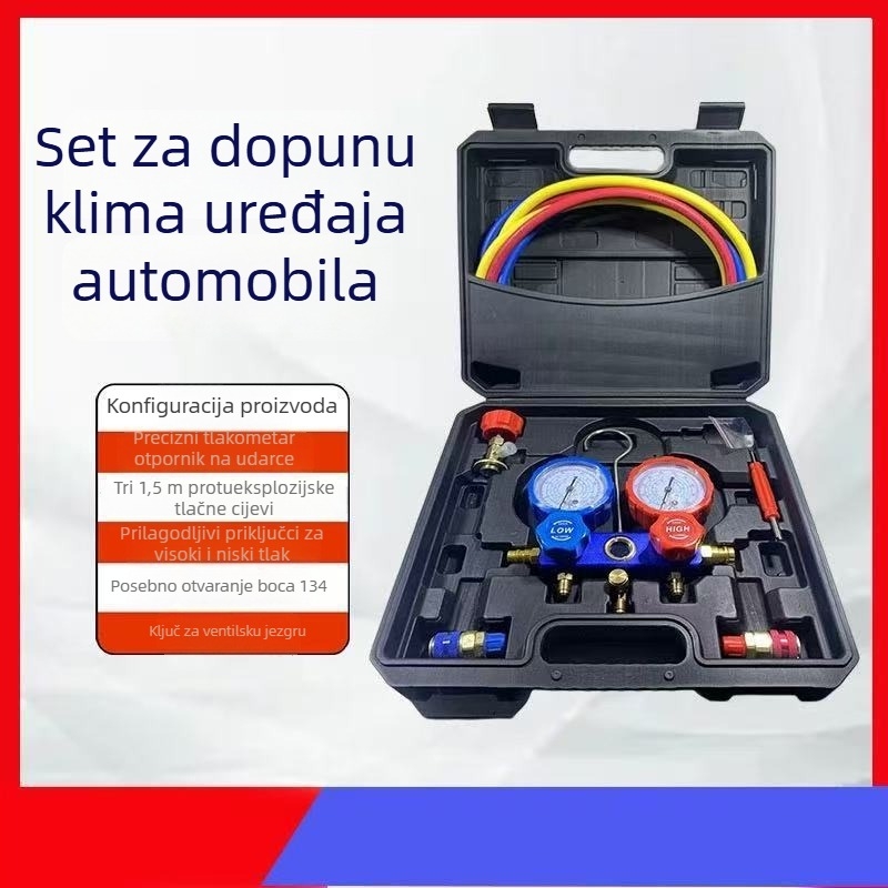 Manometar za klimatizaciju za rashladno sredstvo R134A, raspon 35-55 MPa, preciznost 0,1, navojno povezivanje 11 mm